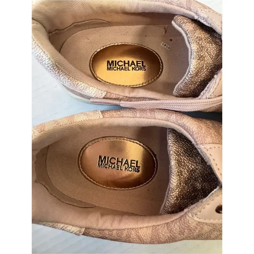 Michael Kors Rose Gold MK Print Sneakers Womens 7.5 Everyday Shoes Classic